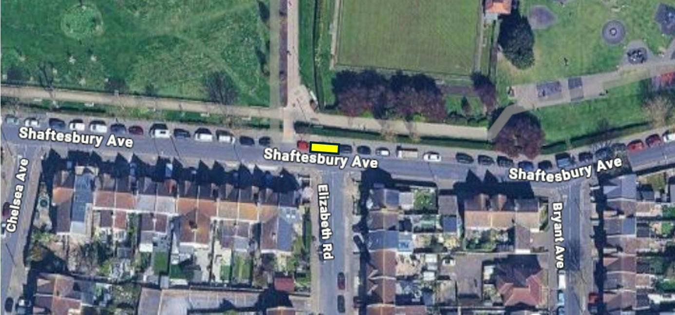 CP 4 - Aerial View Shaftesbury Avenue junction Elizabeth Road - Proposed EV-only Bay