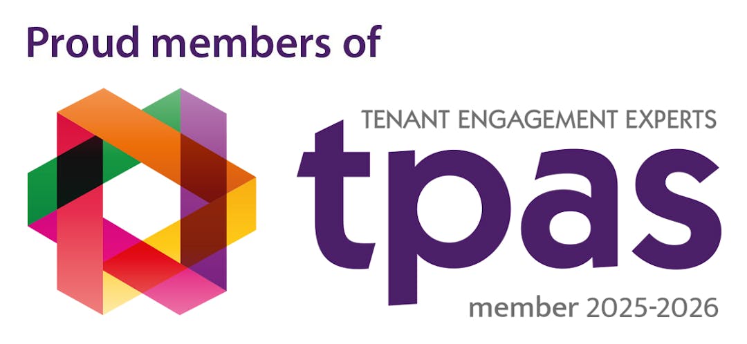 Tpas logo with text saying Proud members of tenant engagement experts tpas member 2025-2026