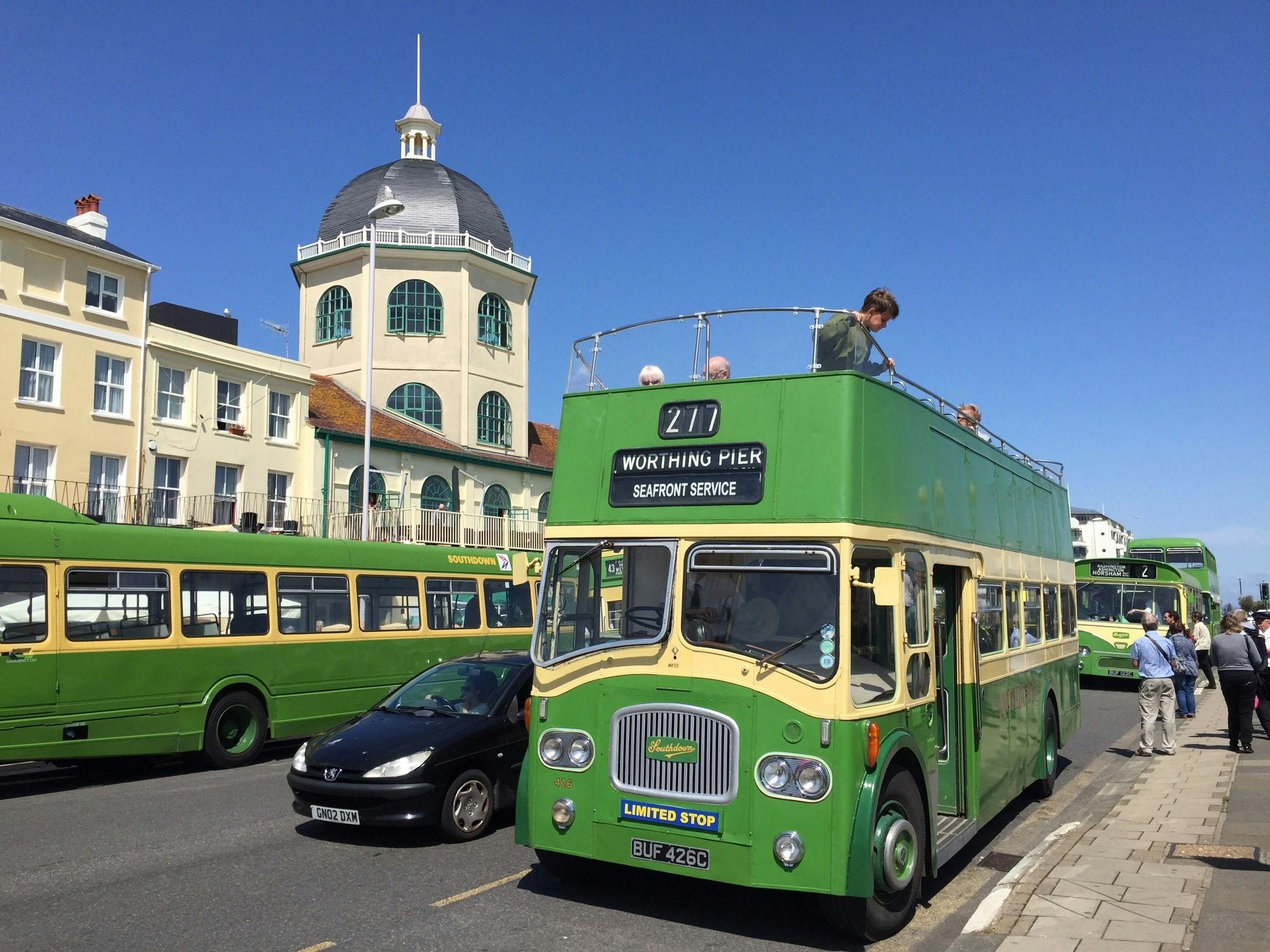 Vintage open-topped bus in Worthing