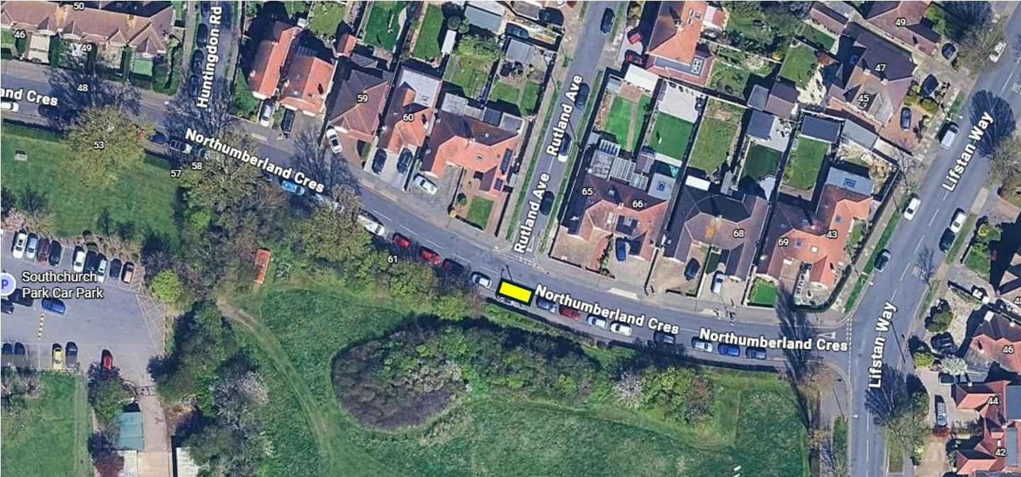 CP 2 - Aerial View Northumberland Crescent junction Rutland Avenue - Proposed EV-only