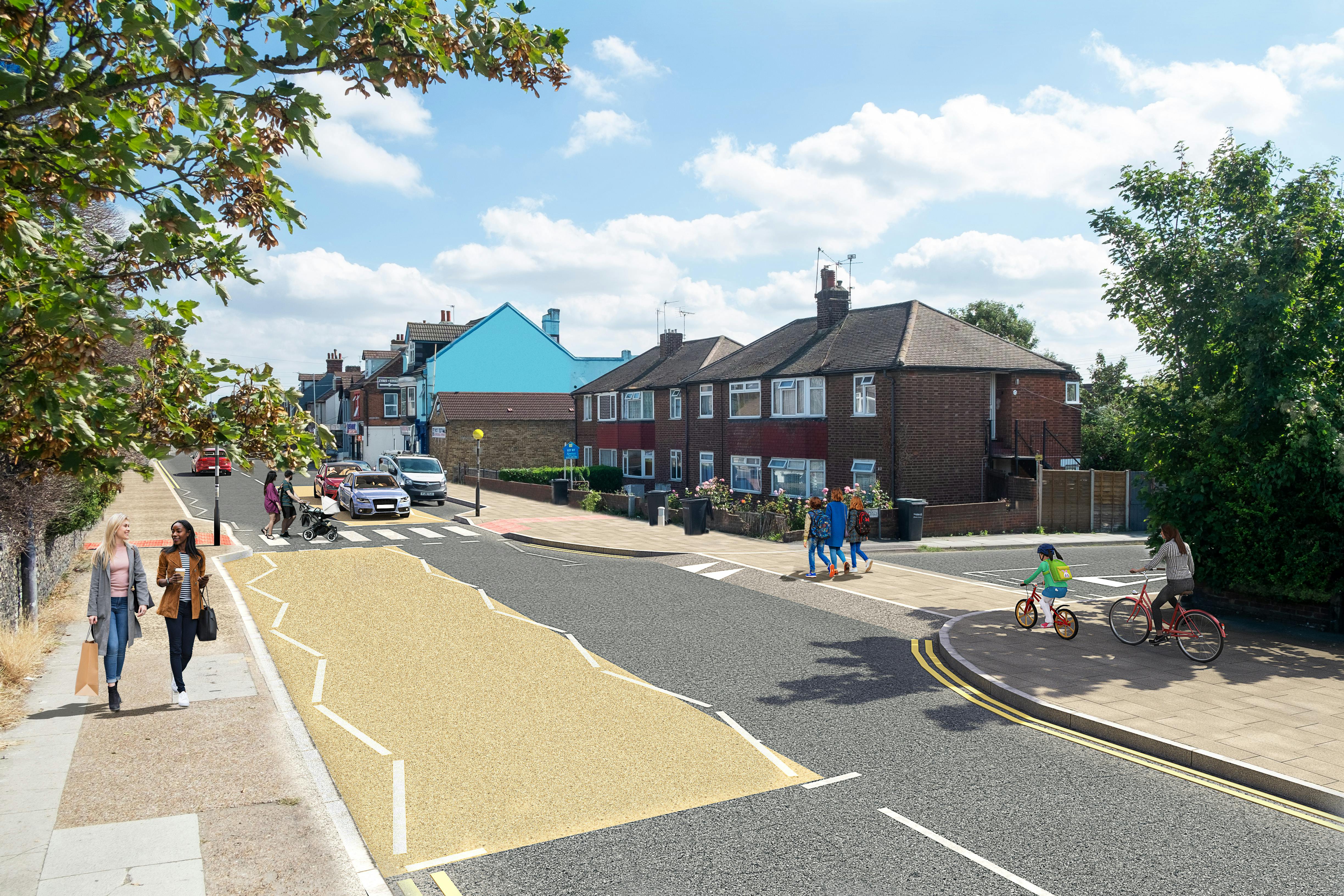  Visualisation of the proposals for the B2175 London Road at the junction with Gordon Road