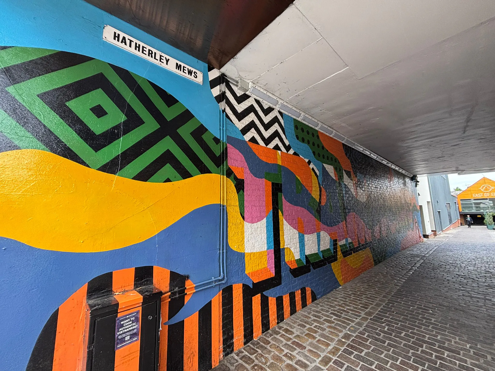 Hatherley Mews colourful entrance artwork
