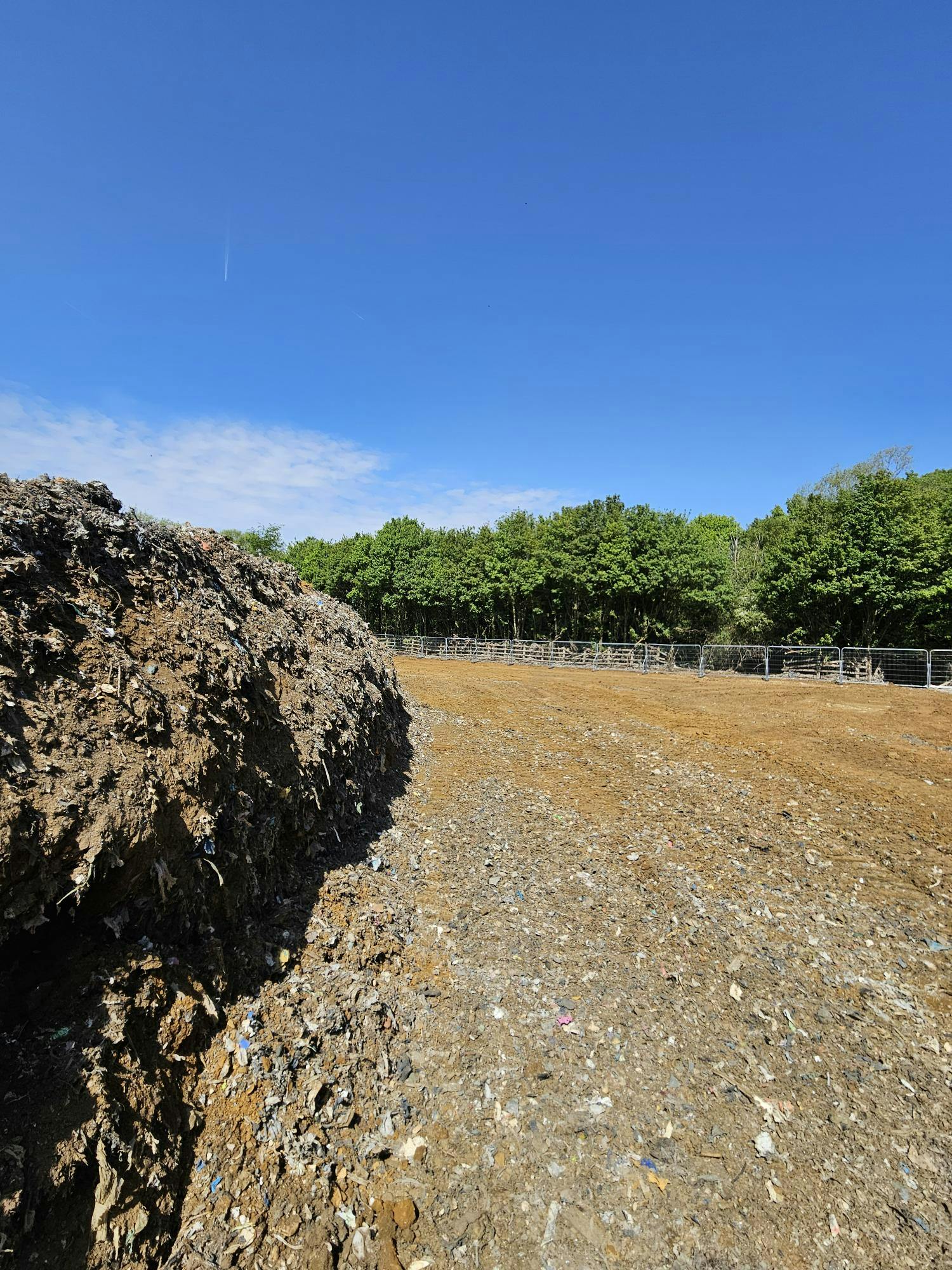 Early May 2026: showing difference in height of waste remaining compared to the waste that has been removed.