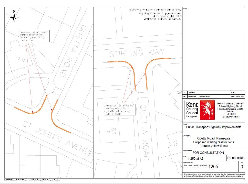 Scheme plan - Quetta Road, St. Johns Avenue and Stirling Way