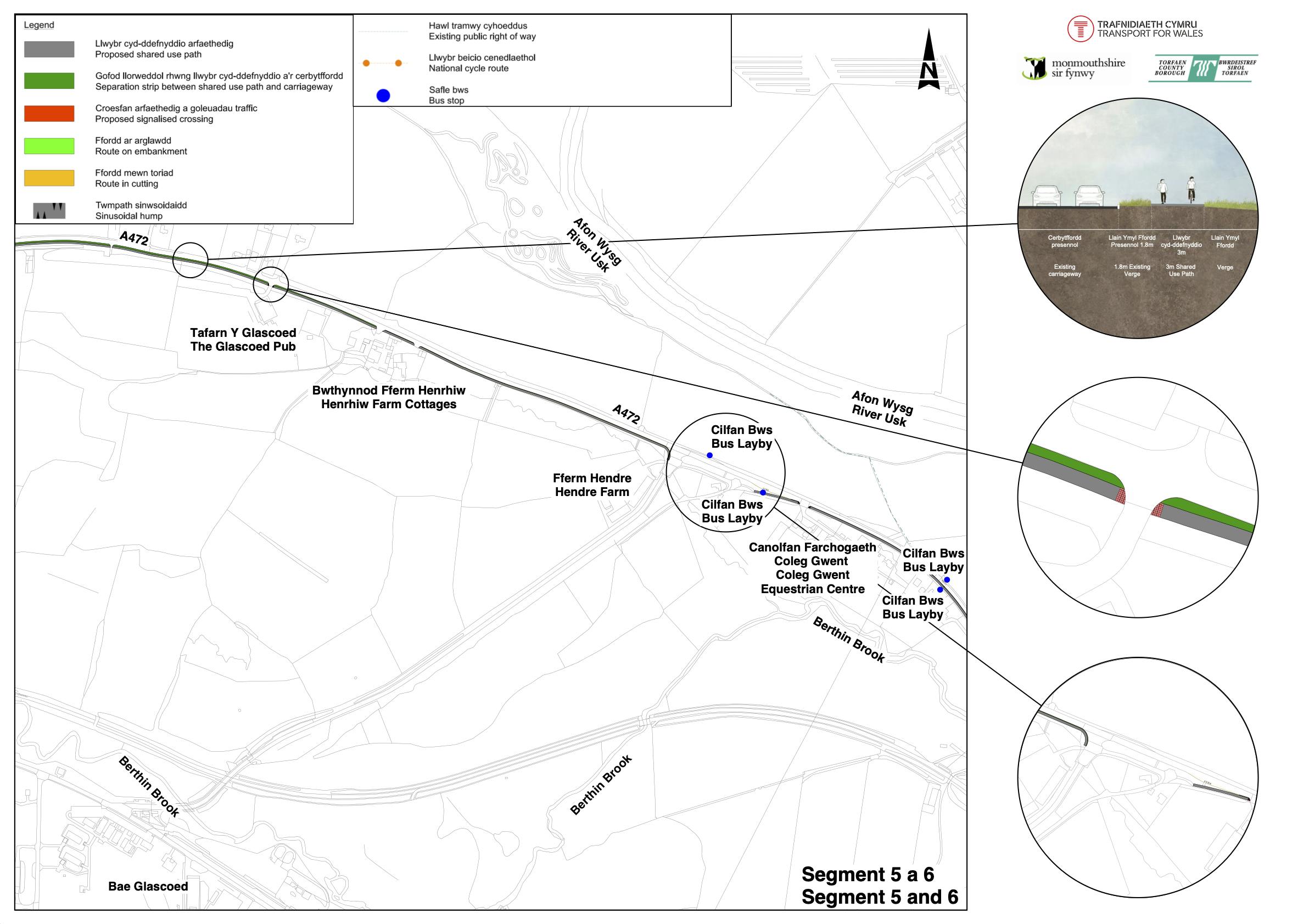 Route Segment 6 part 1 BAE Systems Junction – Usk Island (passing Coleg Gwent Usk Campus).png