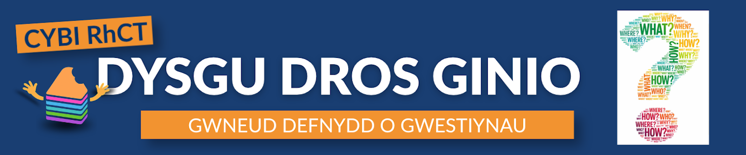 CYBI RhCT Dysgu dros Ginio Gwneud Defnydd o Gwestiynau