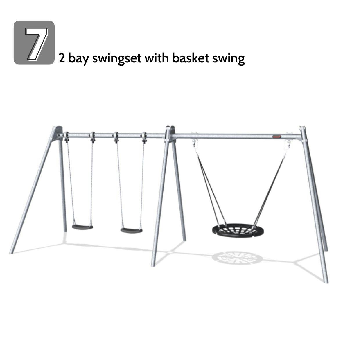 Swingset with basket swing