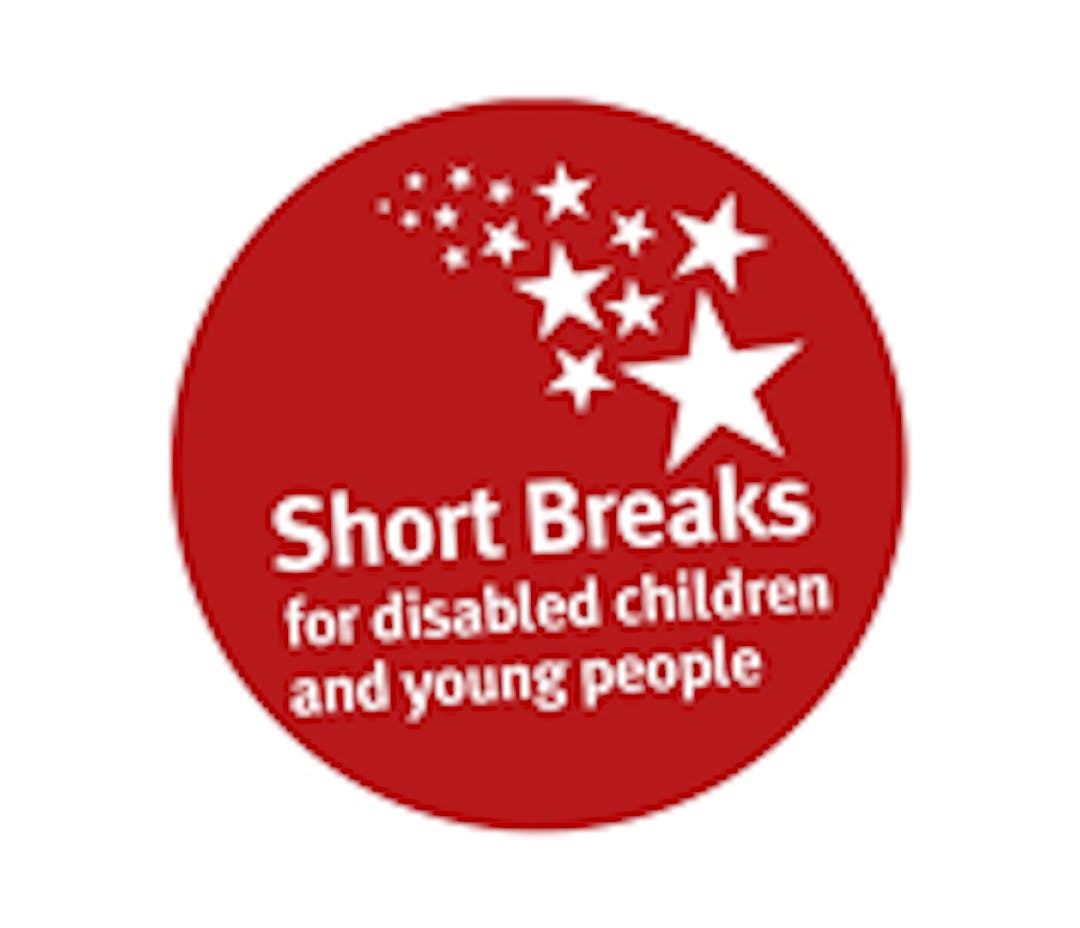 Short breaks logo of a red circle with white stars and text which reads Short Breaks for disabled children and young people