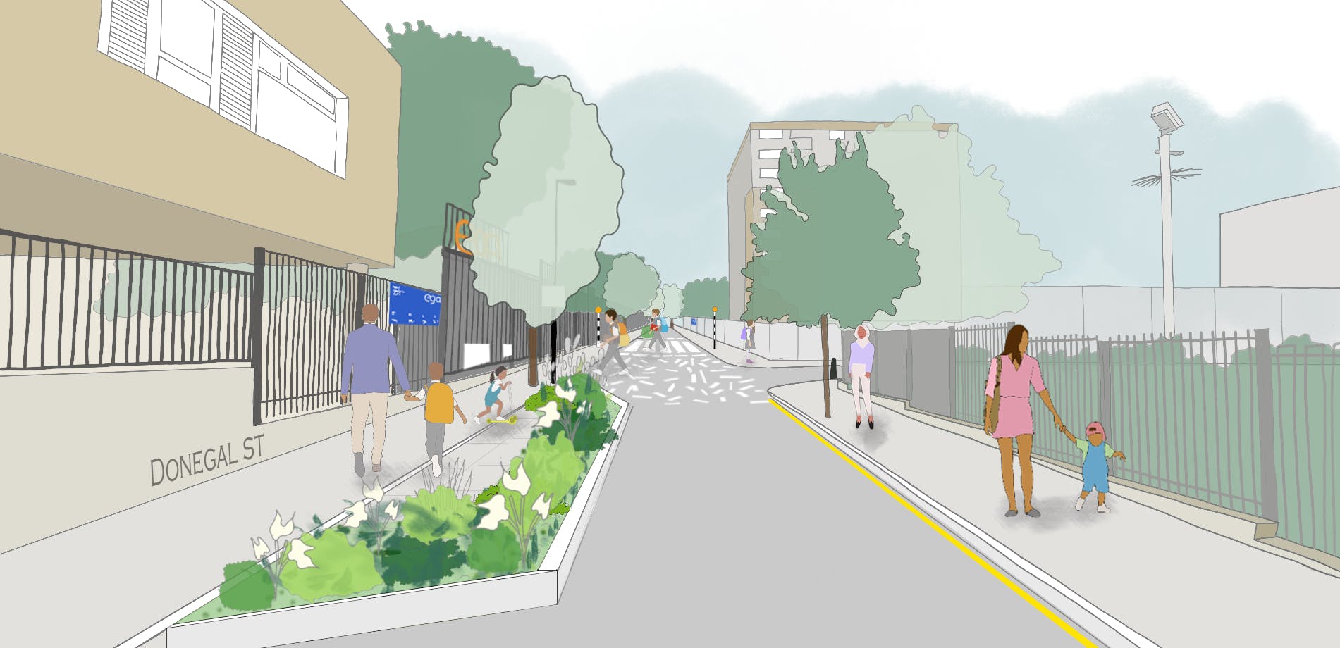 Visualisation of school entrance on Donegal Street