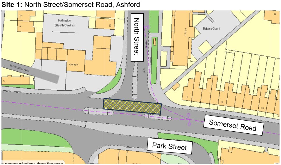 At the junction of North Street and Somerset Road Ashford