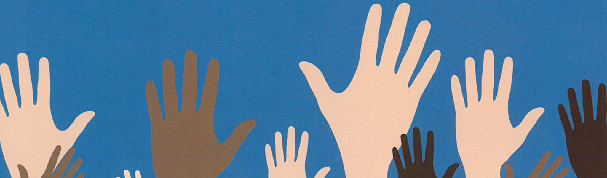 Picture of several hands raised in the air