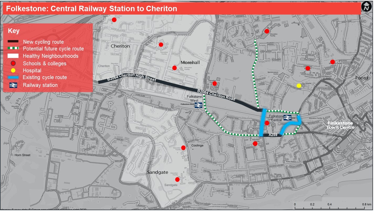 Folkestone - Central Railway Station to Cheriton Road