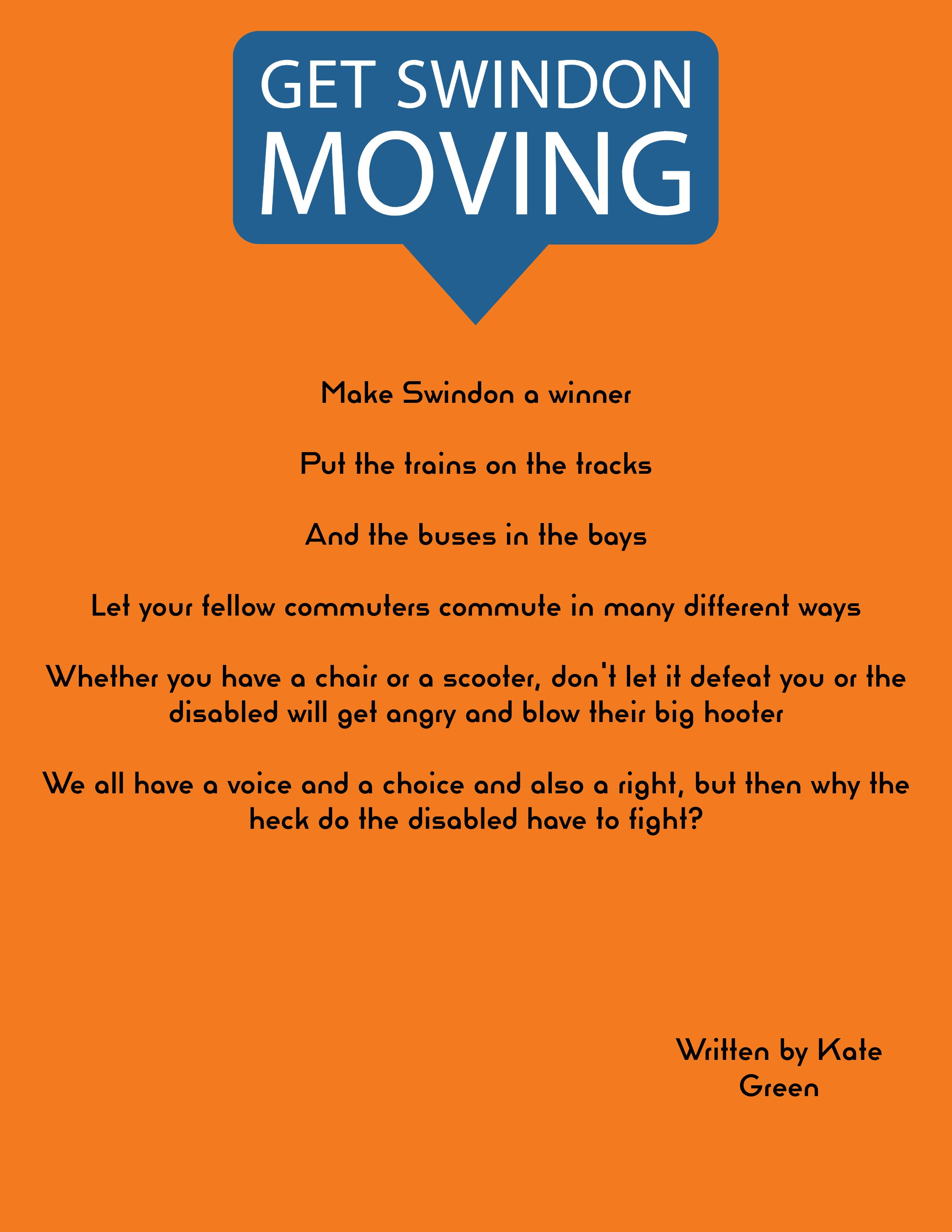 A rap written by Kate Green for Get Swindon Moving Community Group.