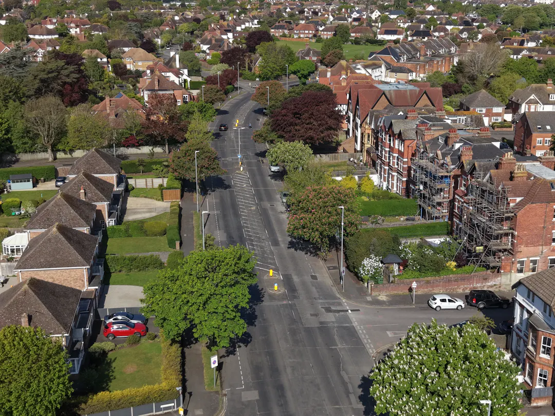 Arial photo showing Shorncliffe Road
