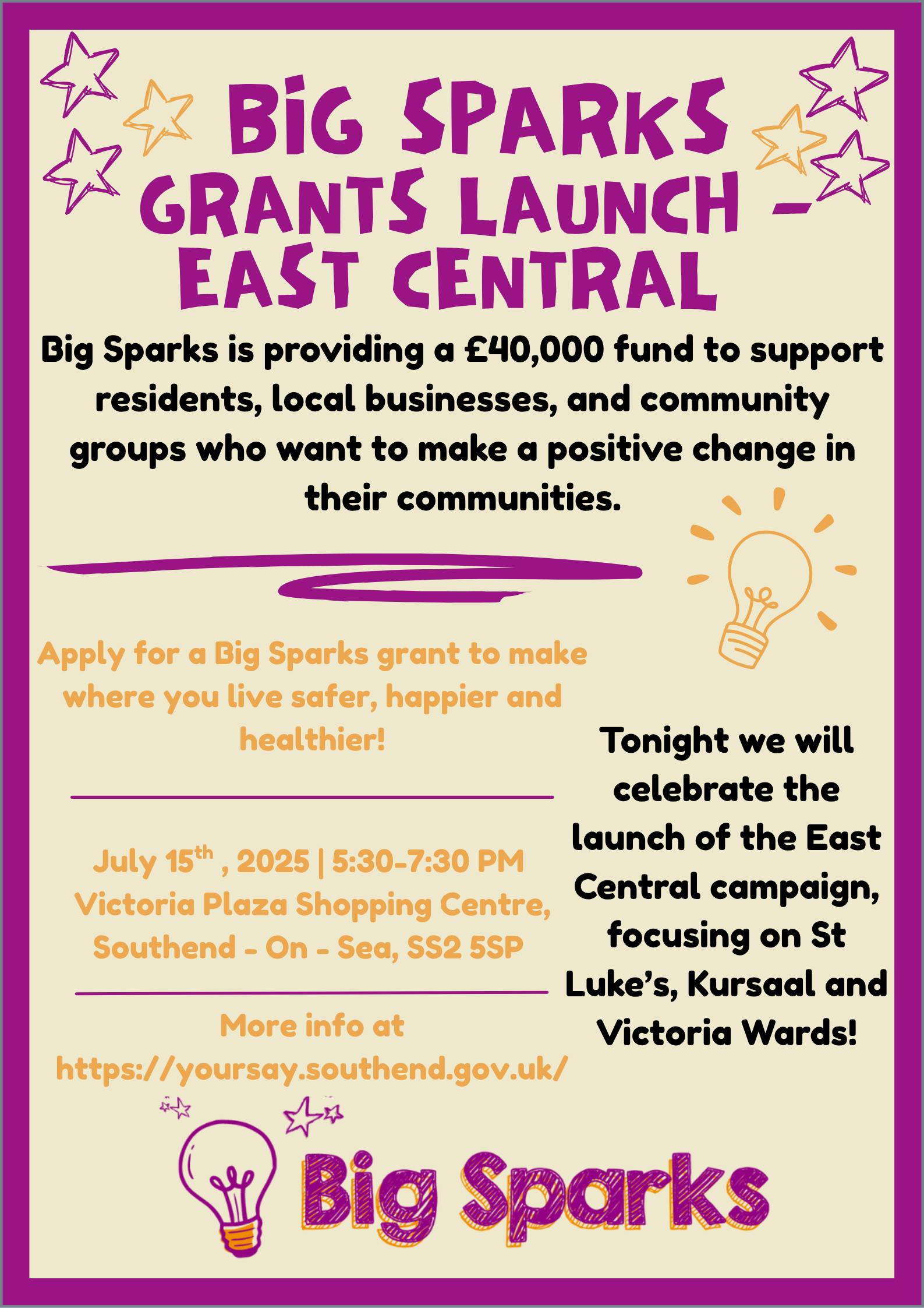 Big Sparks East Central Launch Poster