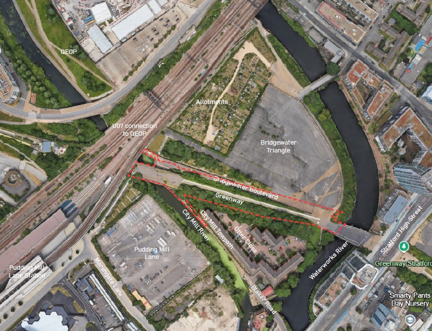 Aerial image of the projects boundary. Within this, the intention will be to deliver new connectivity routes. 