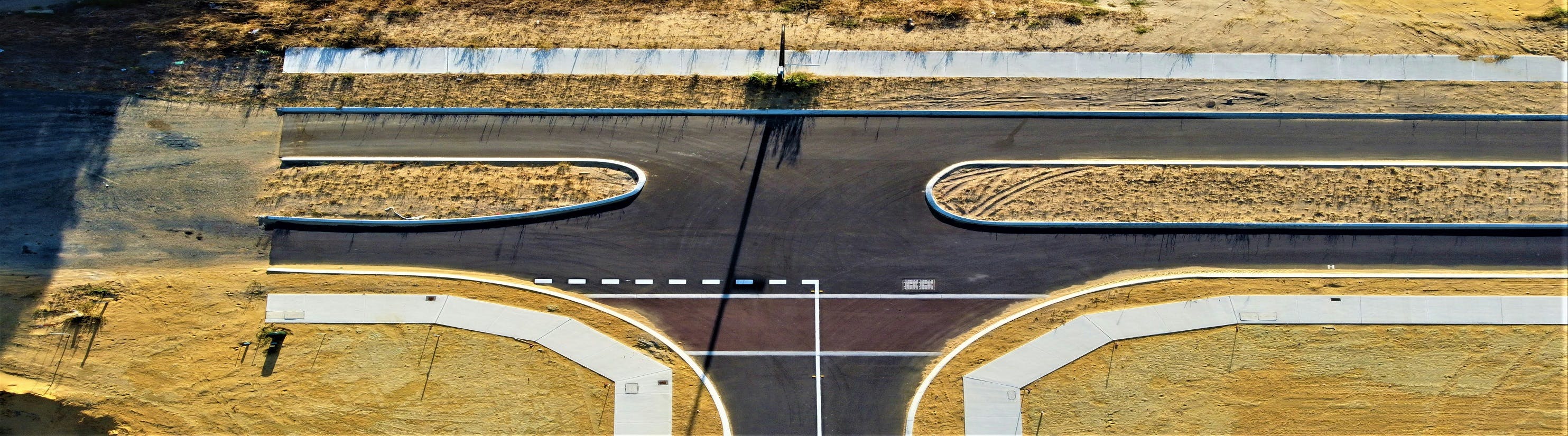 Photo of new roads under construction from above.