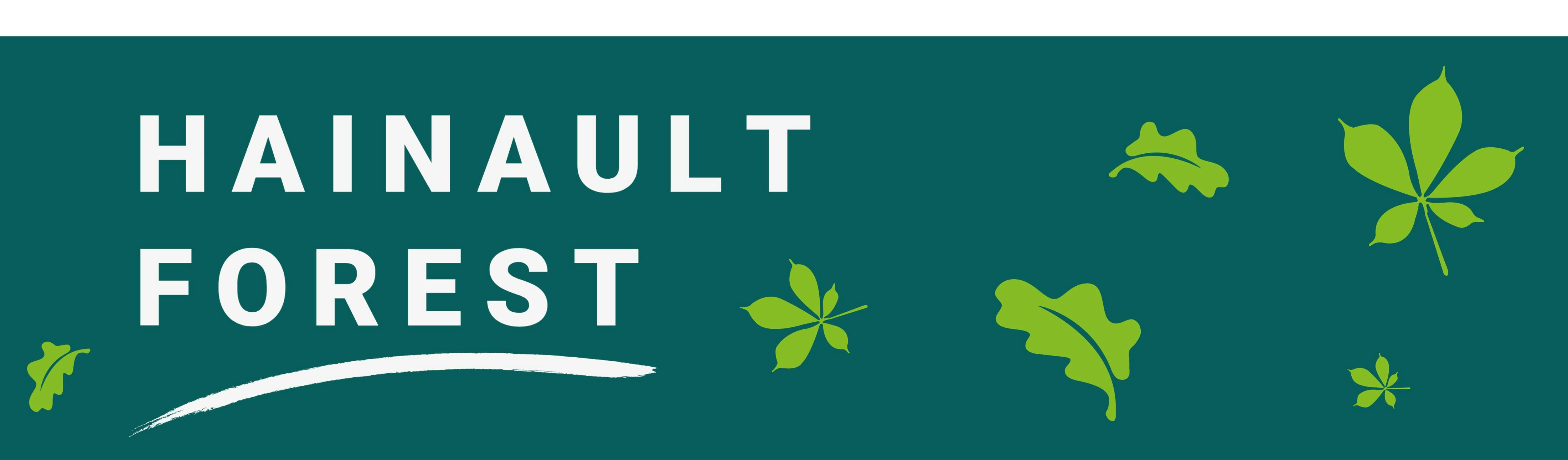 Hainault Forest logo with leaf graphics