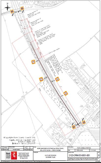 Site plan Sandwich Bypass, Sandwich, Dover