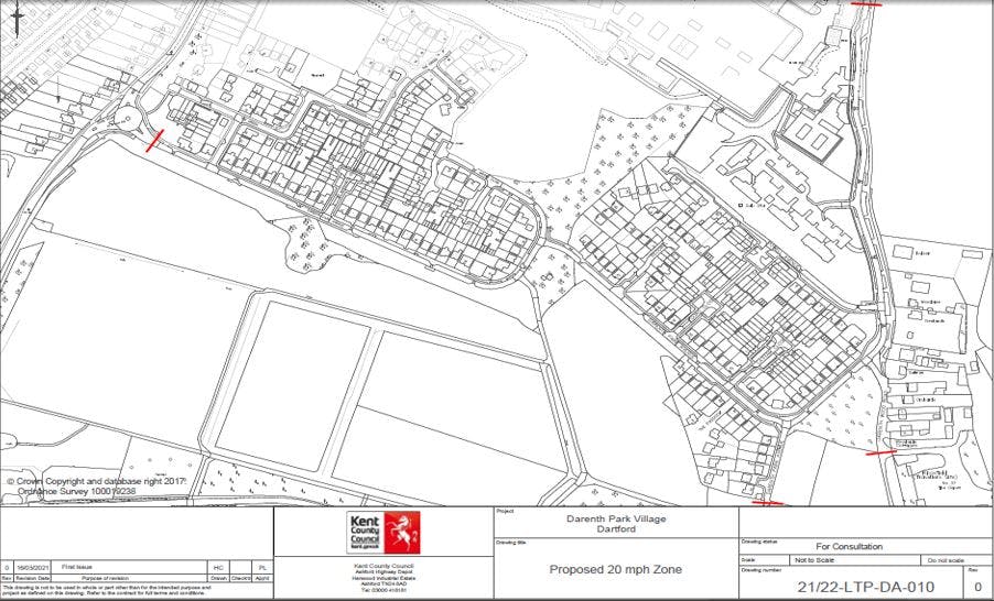 Scheme Plan - Darenth Park Avenue, Darenth Wood Road, Foord Close, Latham Close, Moore Close, Powell Avenue, Redding Close, St Margarets Close and The Green in Darenth, Dartford.