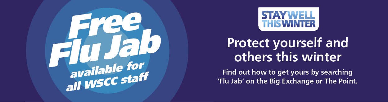 West Sussex staff flu scheme logo with Protect yourself and others this winter wording