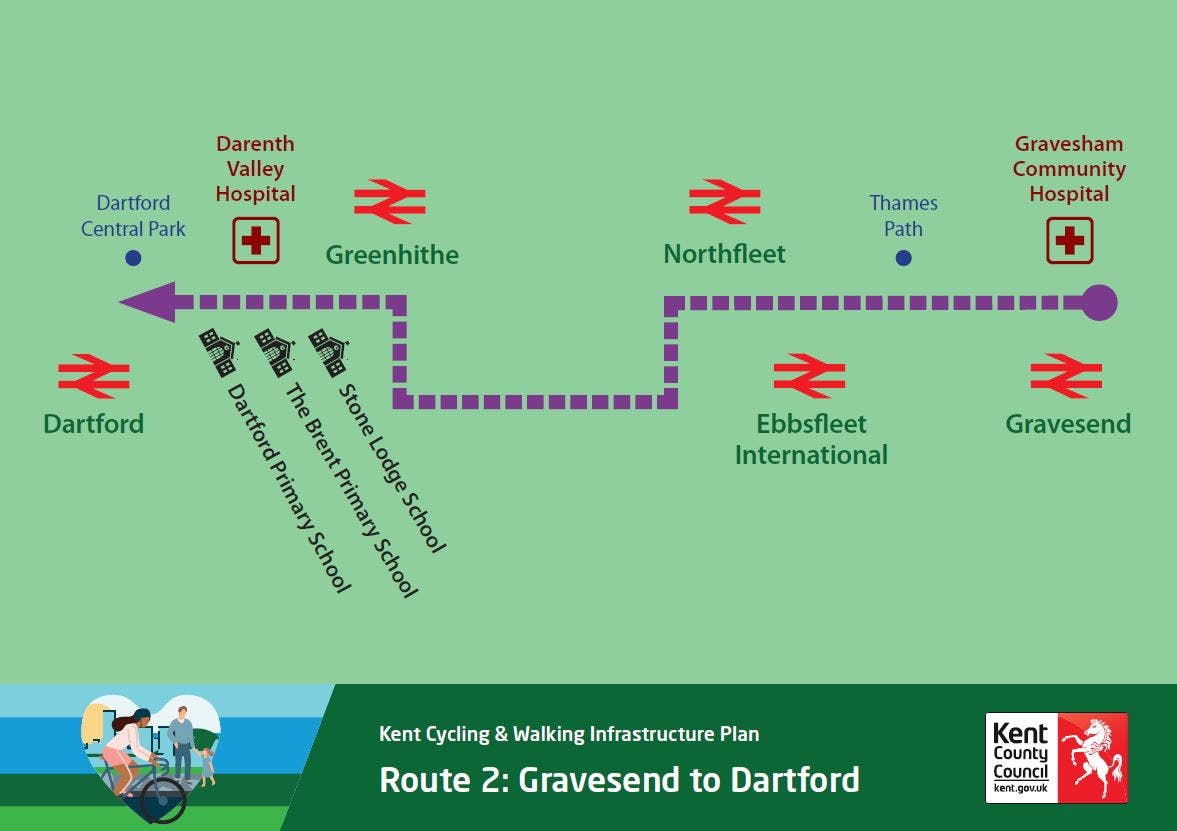 Route 2 Gravesend to Dartford