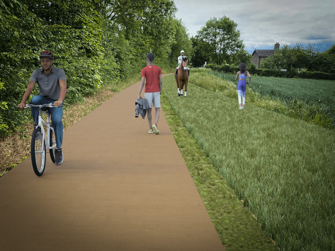 Image showing typical section of an off-road shared use Greenway path with parallel grass strip