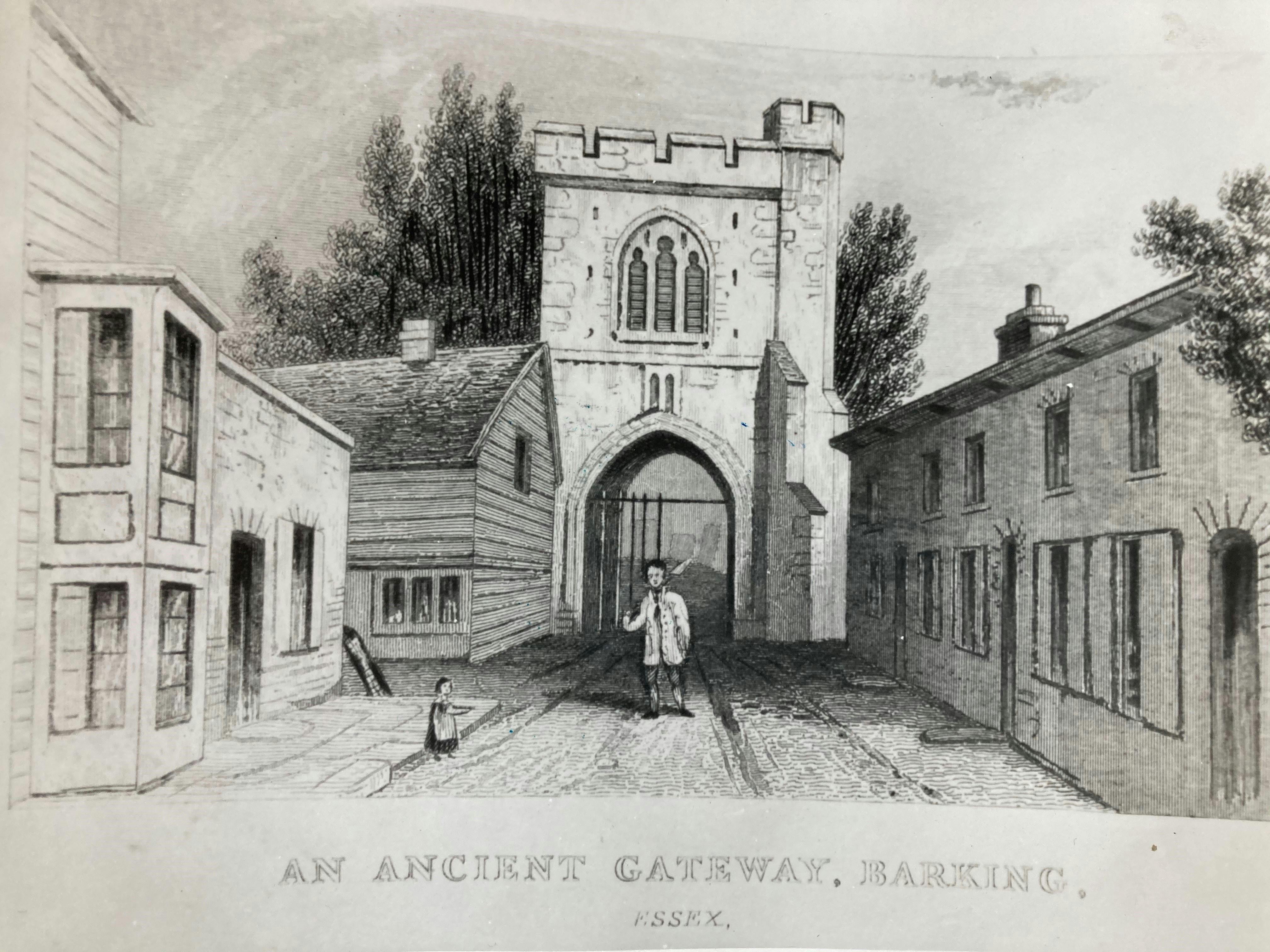 Curfew Tower sketch depicting Church Path, early twentieth century