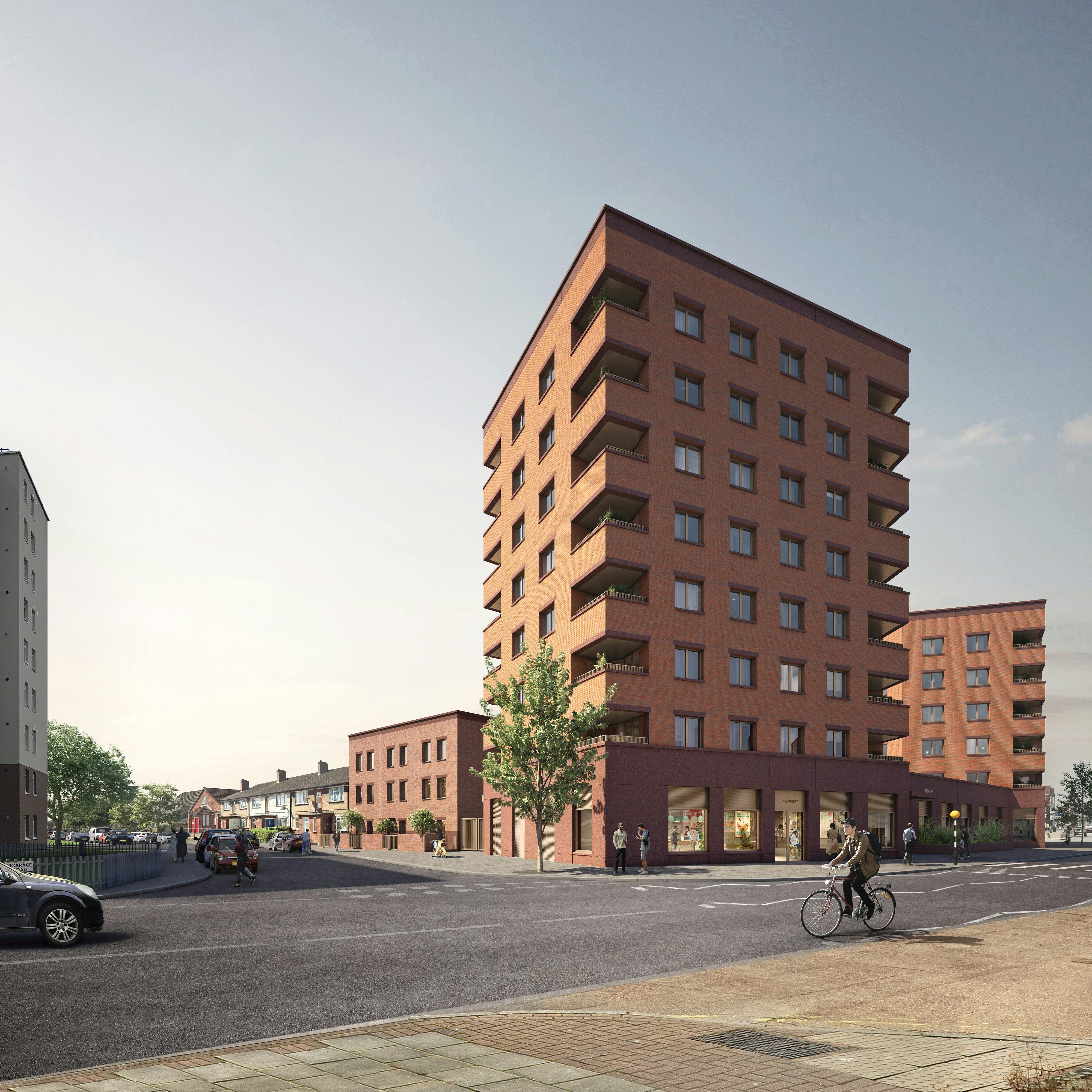 Artist's impression looking diagonally from Church Elm Lane