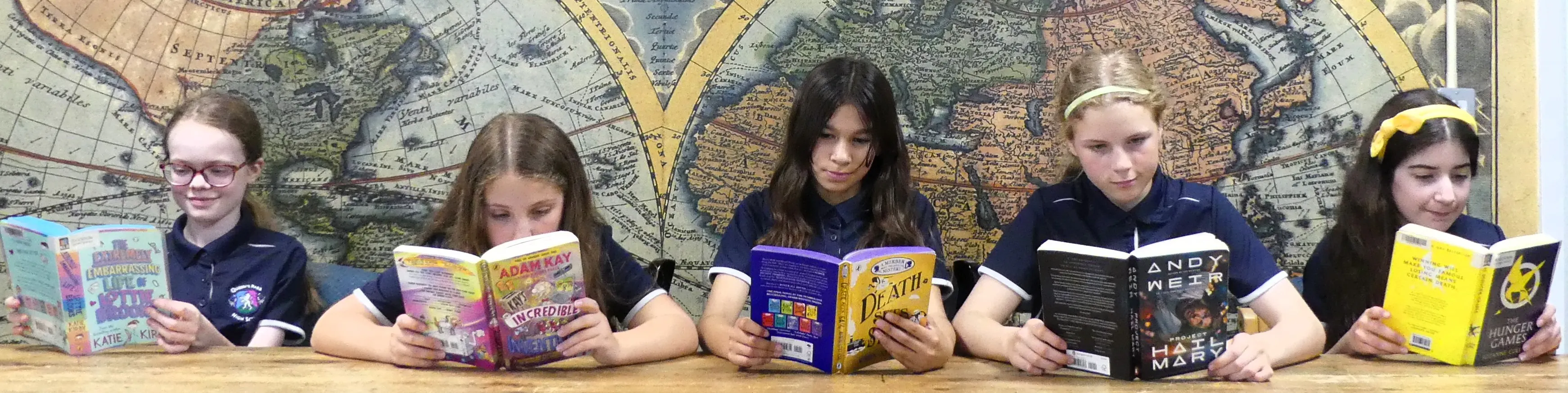 five girls reading books