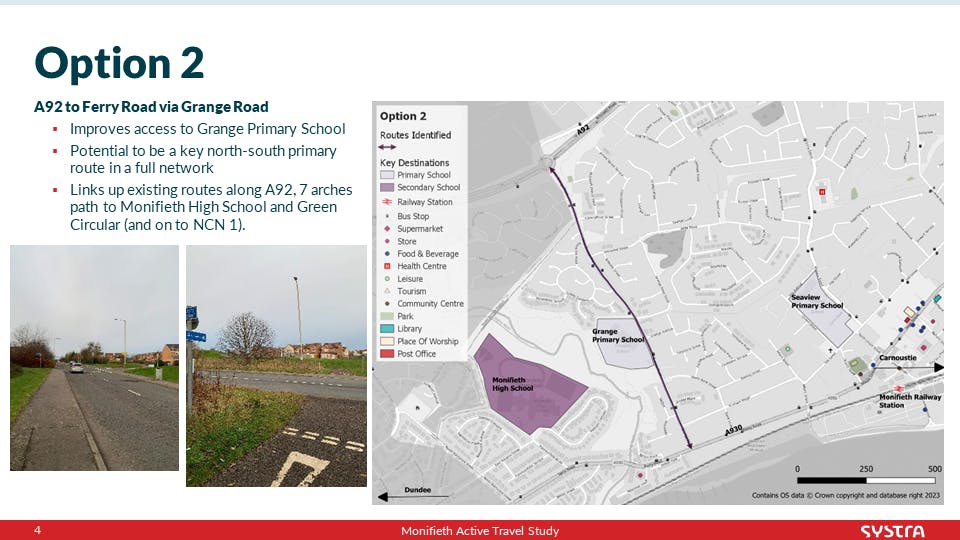 Option 2: A92 to Ferry Road via Grange Road