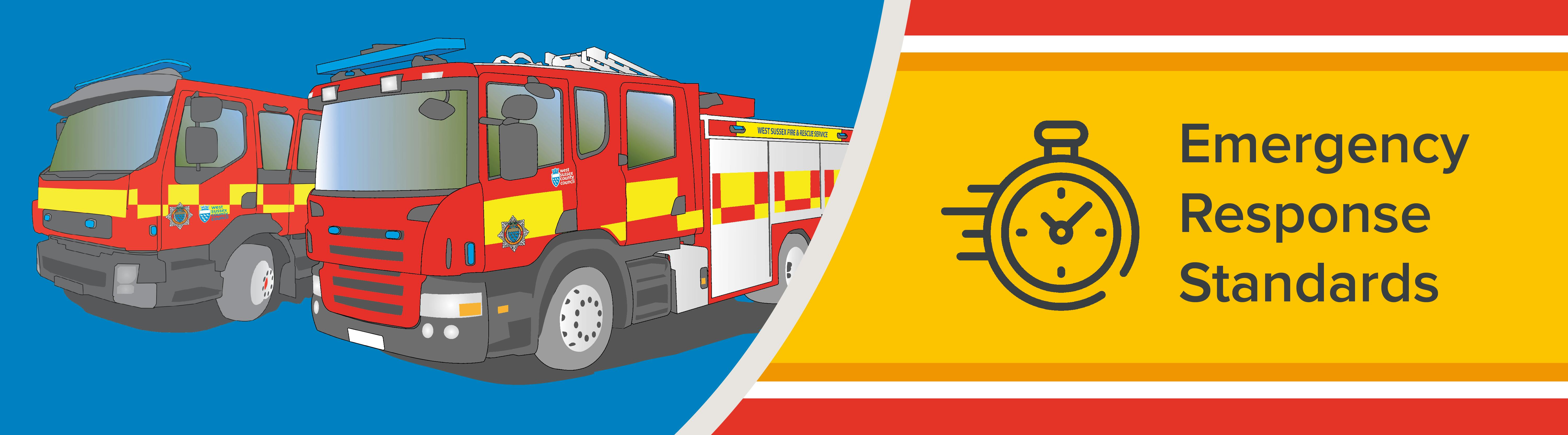 Emergency Response Standards words next to image of two fire trucks