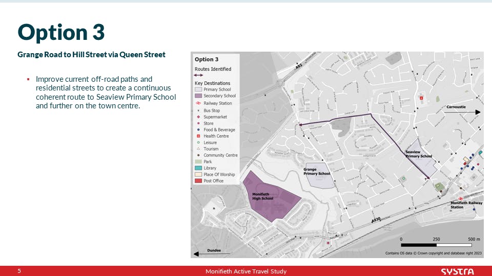 Option 3: Grange Road to Hill Street via Queen Street