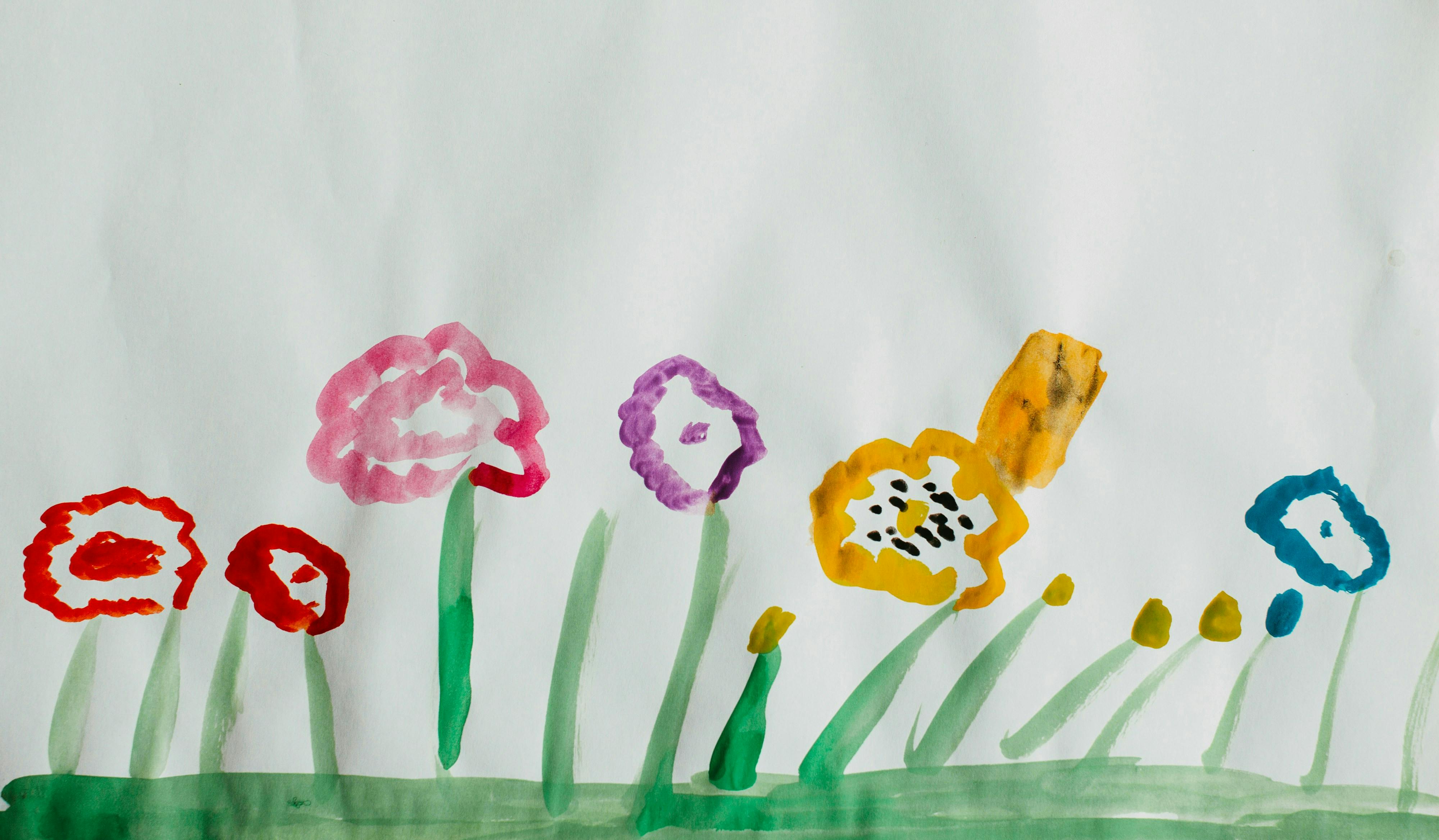 A child's painting of flowers