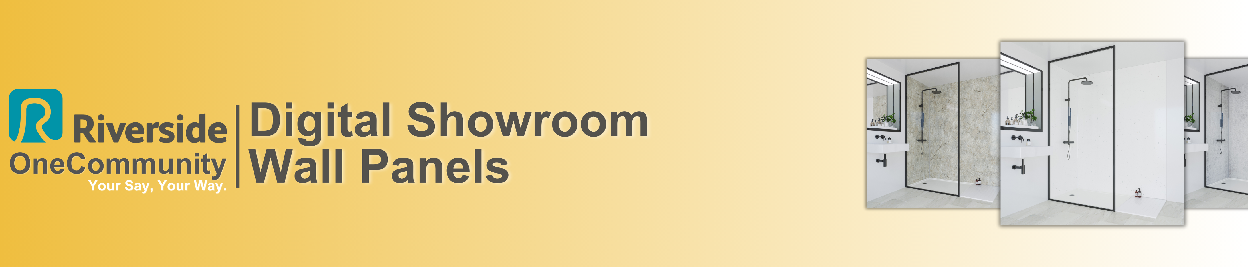 A banner with the title "Digital Showroom, Wall Panels".