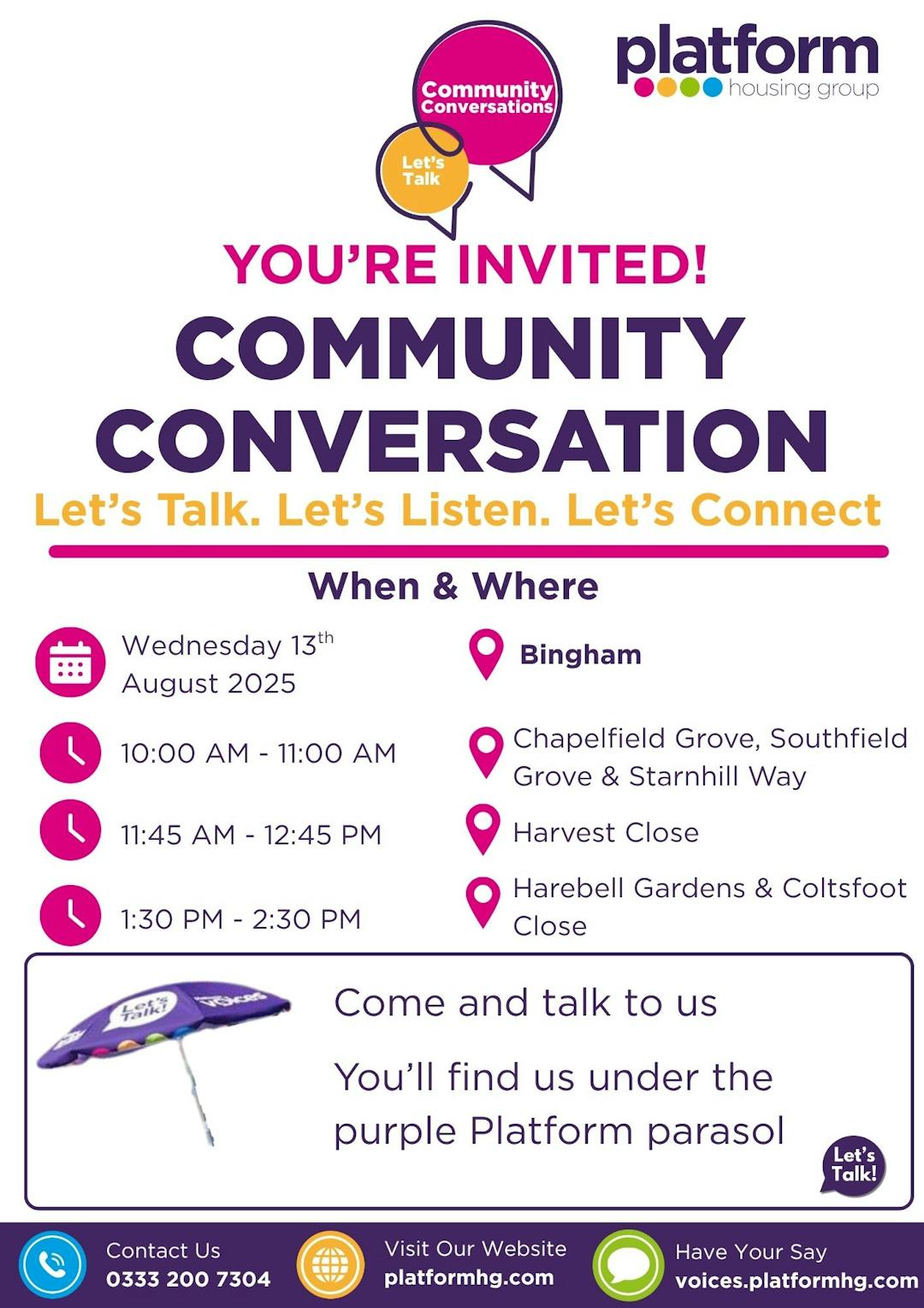 Poster promoting activities at Louth Community Conversation Trinity Centre LN11 8DJ on 19th February from 10am to 2pm