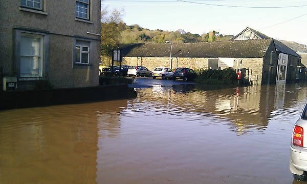 Flooding along Station Road in front of the car park