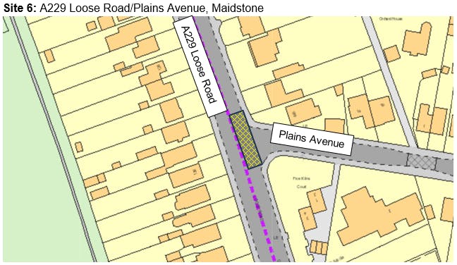 On the A229 Loose Rd by Plains Avenue in Maidstone