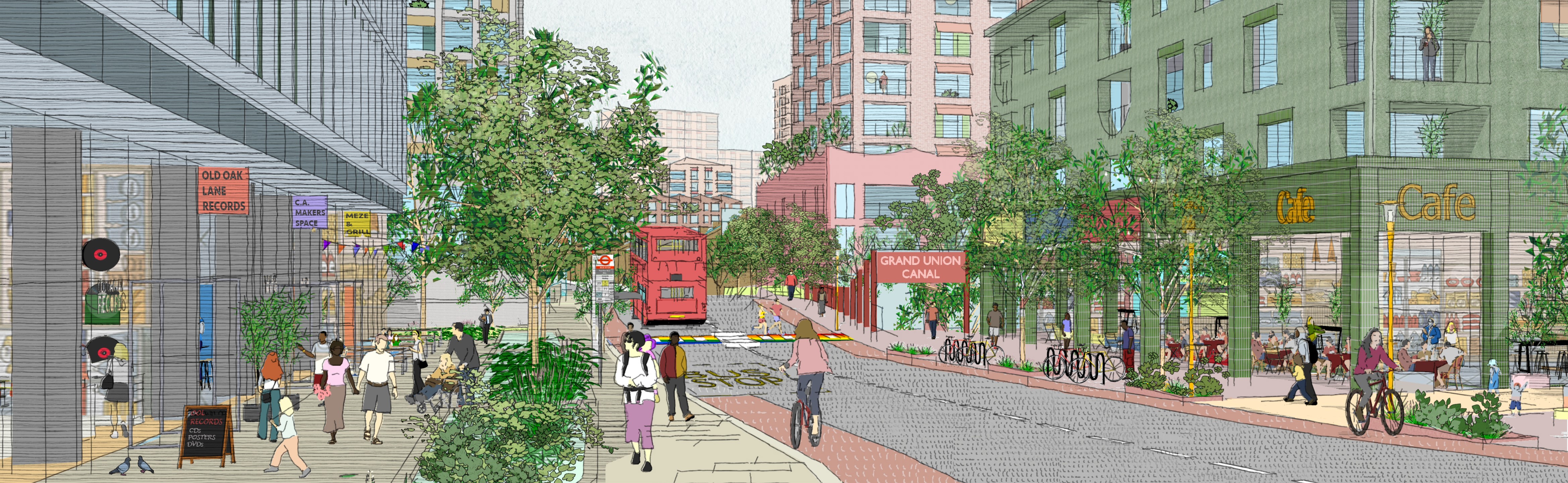 Visualisation of Old Oak Lane looking north from Atlas Junction