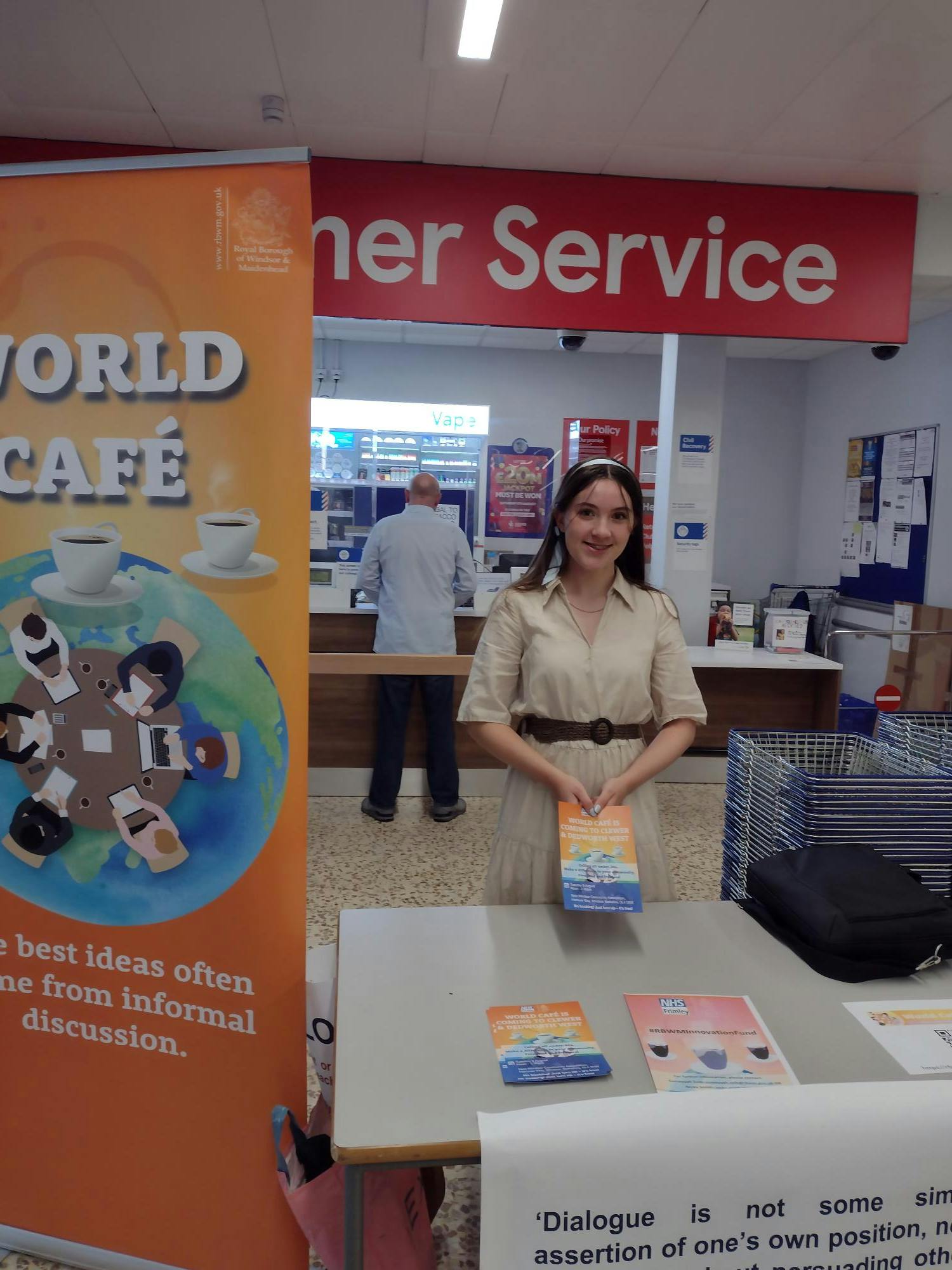 World Cafe Information Stand at Tesco Dedworth