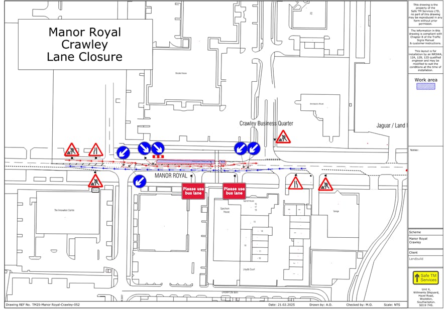 Manor Royal, Crawley Lane Closure