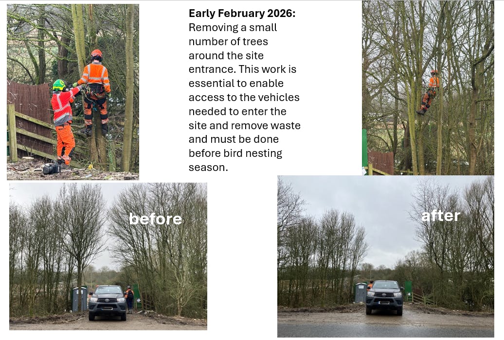 clearing vegetation at the site entrance early February 2026. this work is essential to enable heavy vehicle access to site and must be done before bird nesting season 