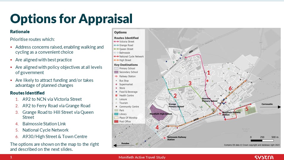 Monifieth active travel options map