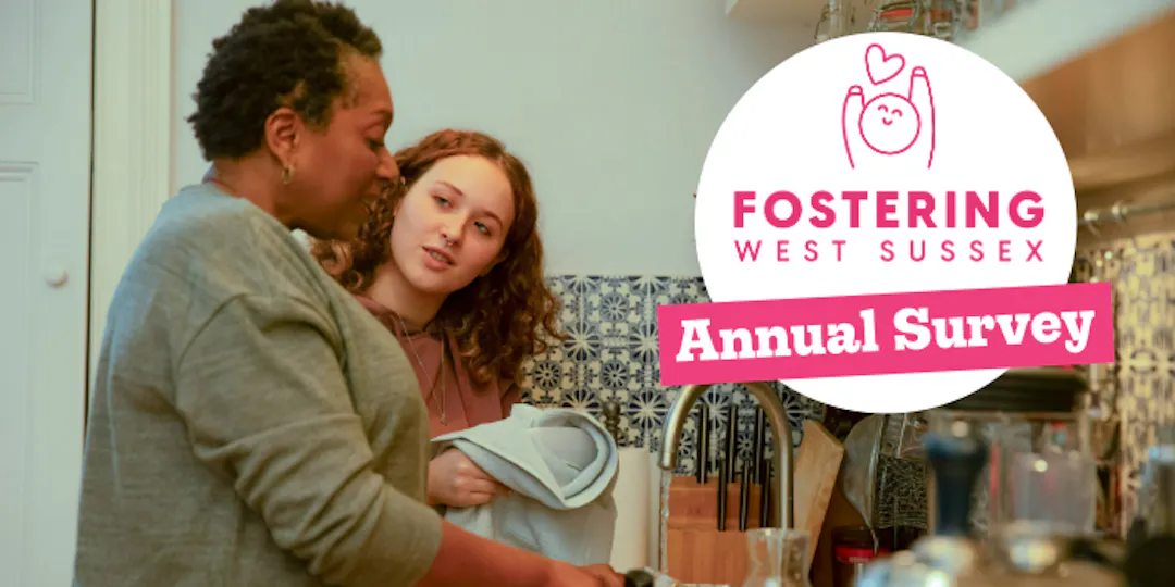 Adult and teen washing up fostering logo and annual survey 2024-25