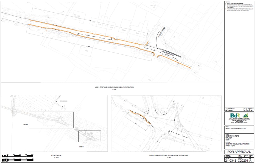 Site Plan - Station Road, Cross Road and St Richards Road in Deal