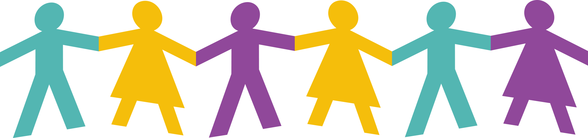 Multi coloured paper cut out people