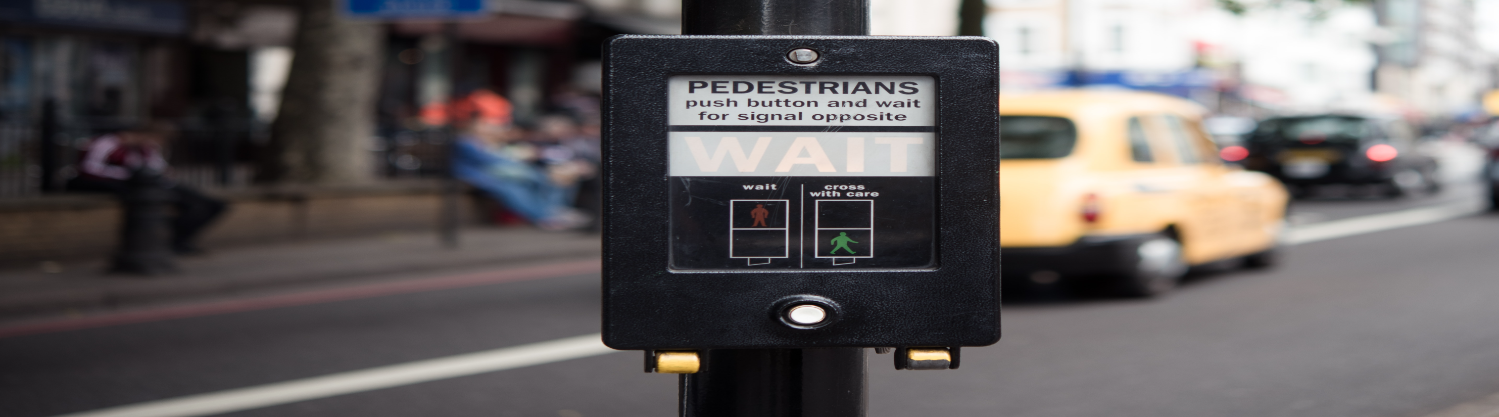 Photo of puffin crossing control button.