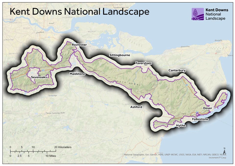 Map of the Kent Downs
