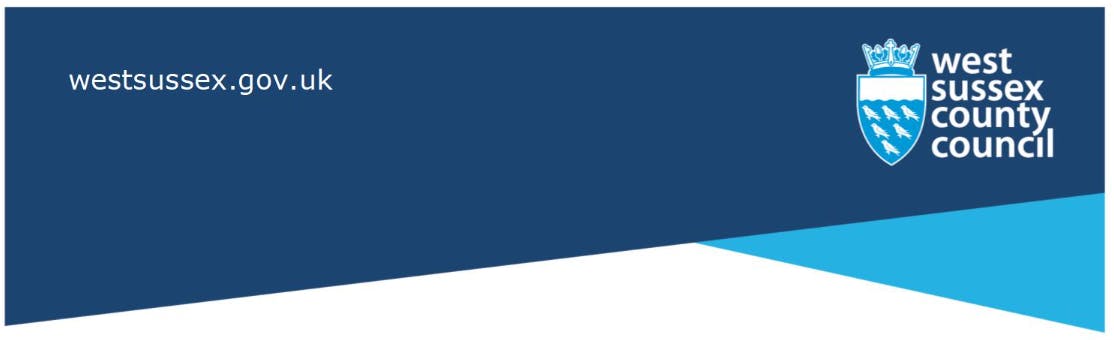 Blue geometric background with council logo. 