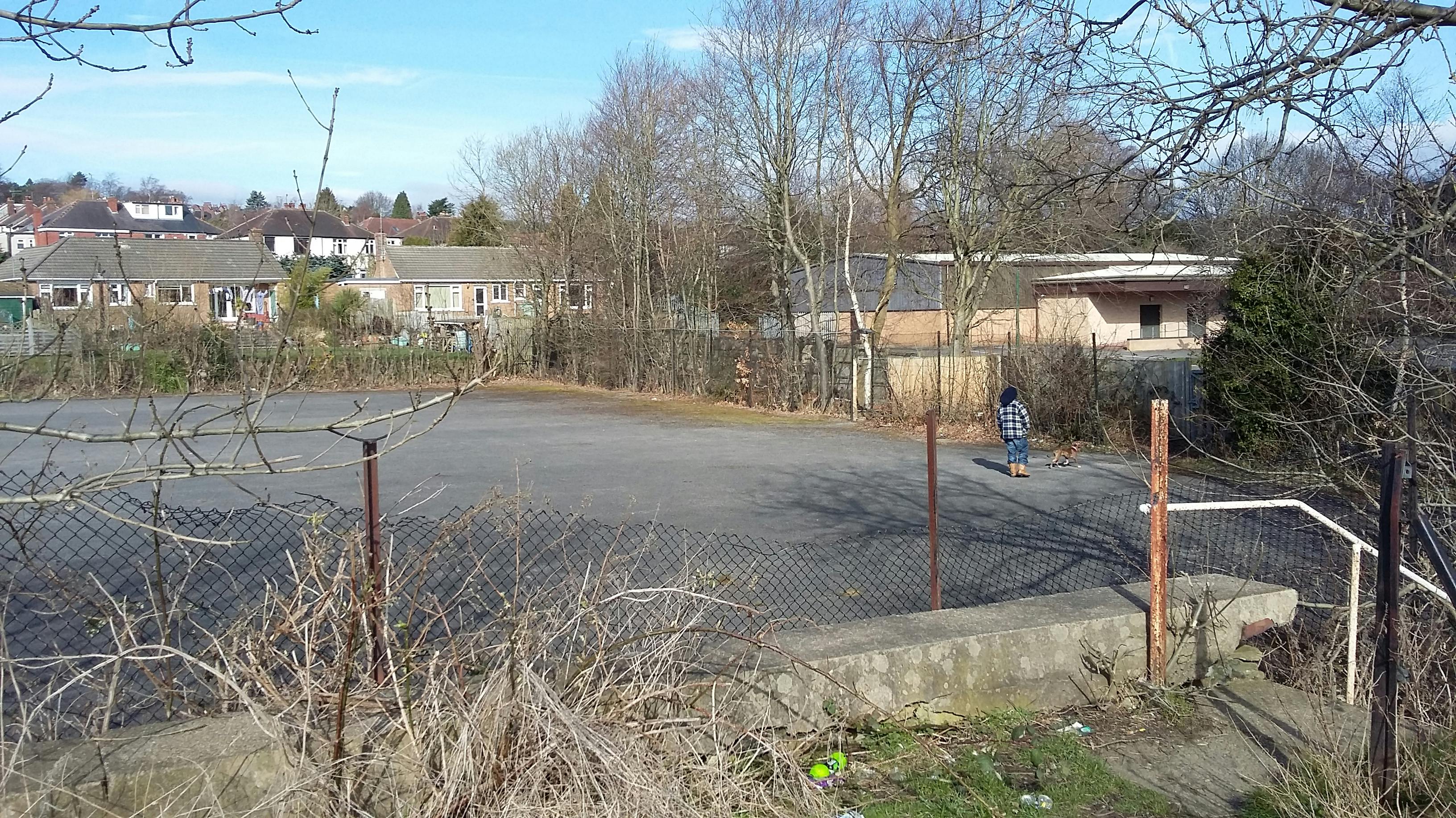 Old tennis courts near Springfield Close entrance